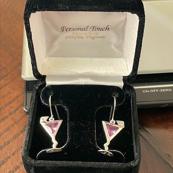 SOLD Vintage Sterling Silver Amethyst Martini Earrings NEW π π² - Picture 11 of 11